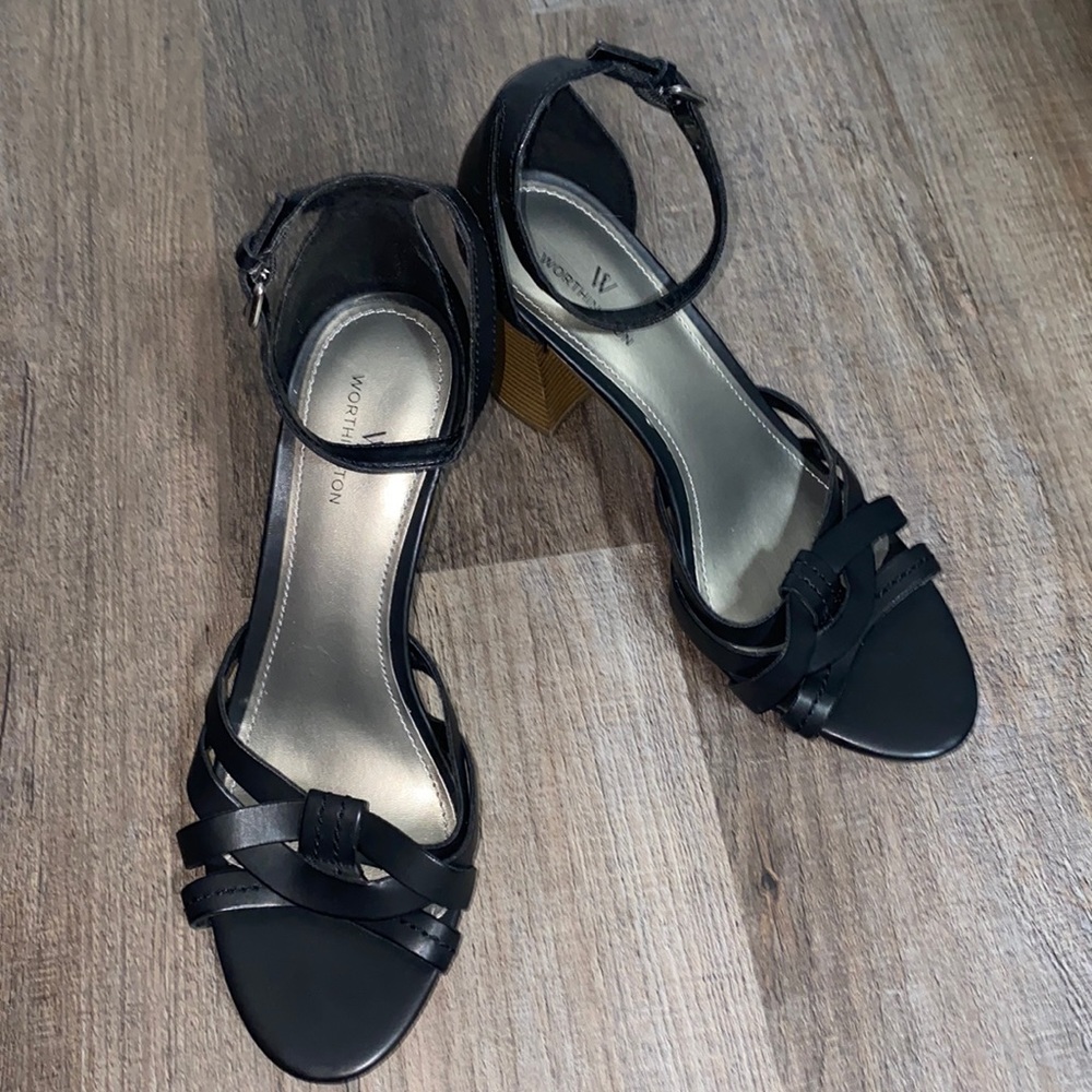 Black wooden heels